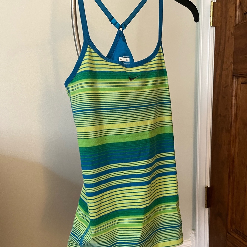 Nike Green and Blue Fitted Sleeveless Tank Top